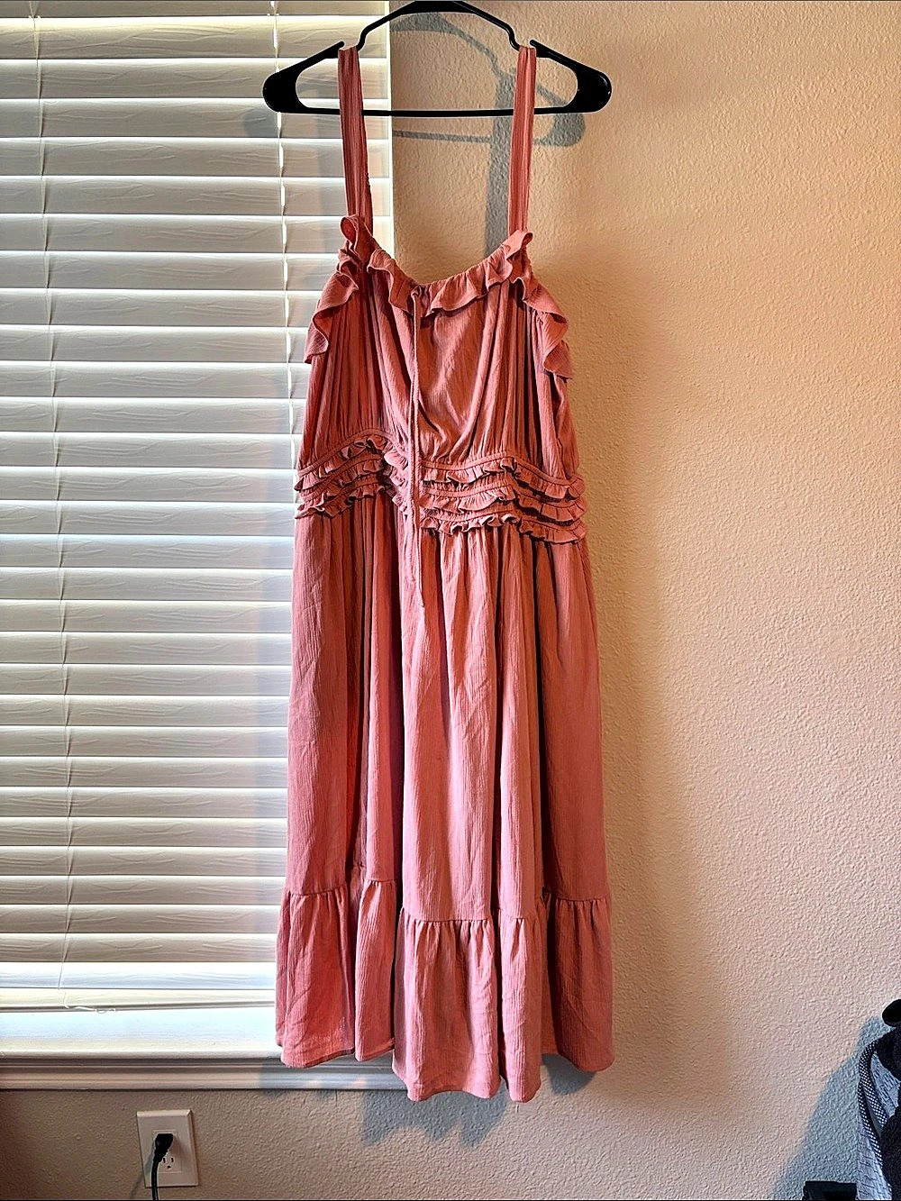 Torrid Midi Crinkle Gauze Shirred Bodice Dress Pink 2X